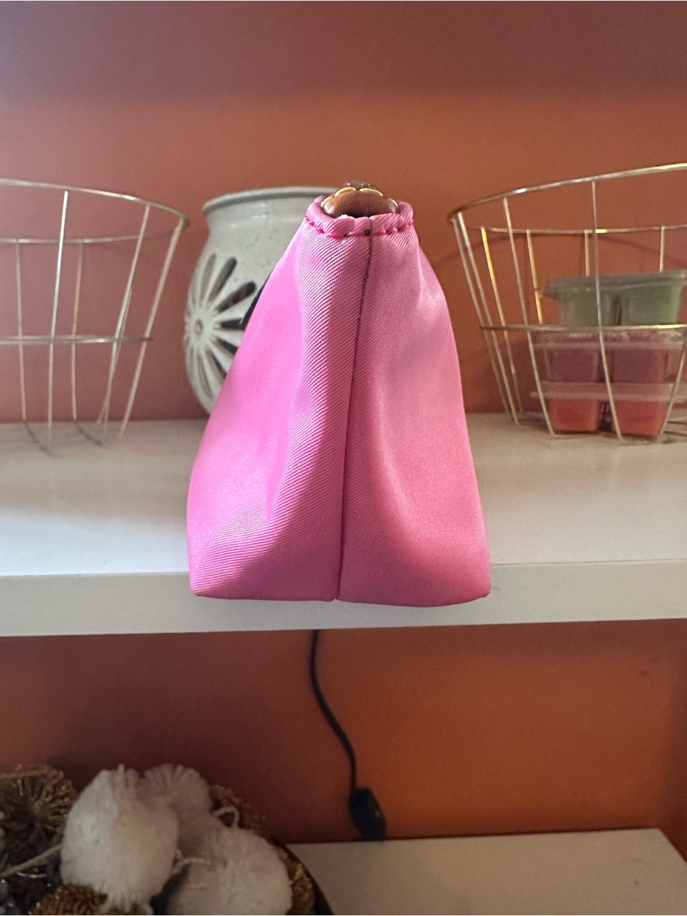 DOONEY & BOURKE Pink Nylon Cosmetic Pouch with Leather Logo Patch(EUC) - Picture 7 of 7